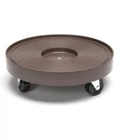 DeVault Circular Plant Dolly Caddie With Wheels, Espresso, 12in