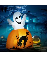 Homcom 5ft Halloween Inflatable Ghost with Pumpkin Base and Led Lights