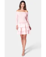 Bebe Women's Off The Shoulder Tiered Dress - XXSmall