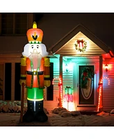 Homcom 8' Inflatable Christmas Nutcracker Soldier, Blow-Up Led Yard Display - Multi