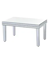 Simplie Fun Modern Glass Mirrored Coffee Table with Crystal Design & Height-Adjustable Legs