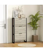 Homcom Shoe Cabinet with 3 Flip Drawer Cabinet, Walnut