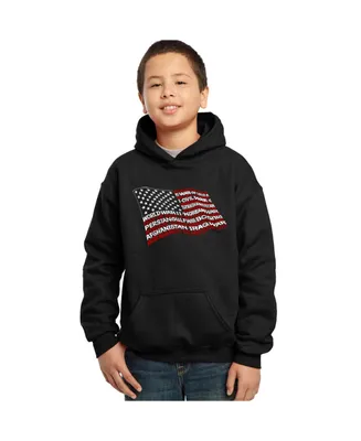 Boy's Word Art Hooded Sweatshirt - American Wars Tribute Flag