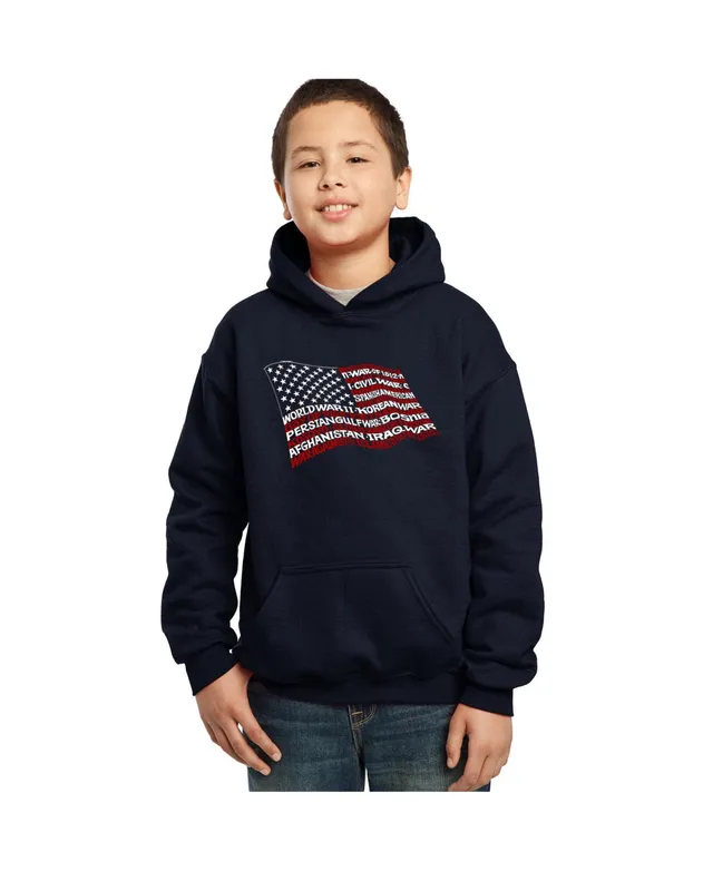 La Pop Art Boy's Word Art Hooded Sweatshirt - God Bless America