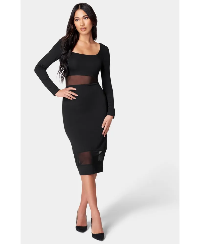 Bebe Women's Square Neck Midi Dress