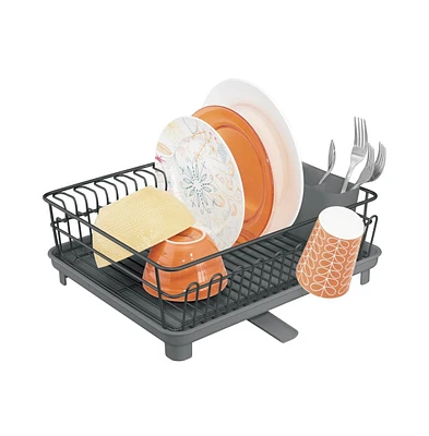 mDesign Large Kitchen Dish Drying Rack with Swivel Spout