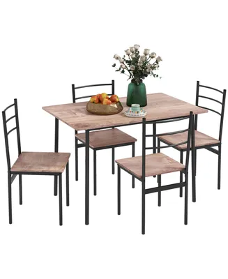 Homcom 5 Piece Dining Table Set for 4, Space Saving Table and 4 Chairs