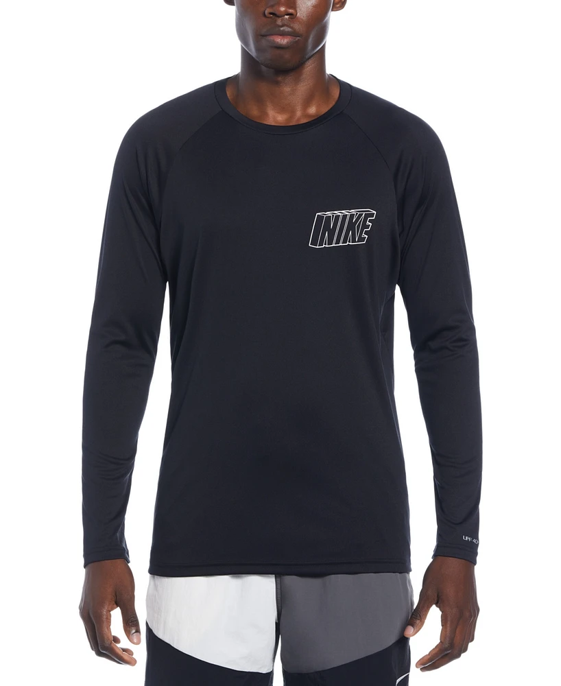 Nike Men's Swoosh At Sea Printed Long-Sleeve Hydroguard Rash Guard