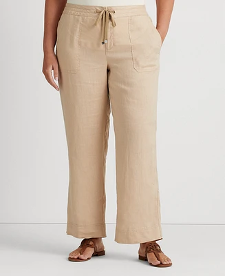 Lauren Ralph Plus-Size 100% Linen Wide-Leg Pants