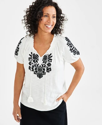 Style & Co Women's Embroidery Vacay Top