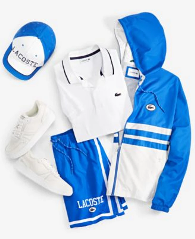 Lacoste Mens Regular Fit Tipped Polo Shirt Colorblocked Jacket Quick Dry Logo Print Swim Trunks Colorblocked Twill Hat