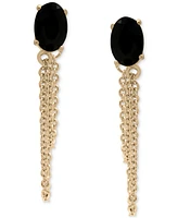 2-Pc. Set Onyx Stud & Chain Drop Earrings in 14k Gold-Plated Sterling Silver