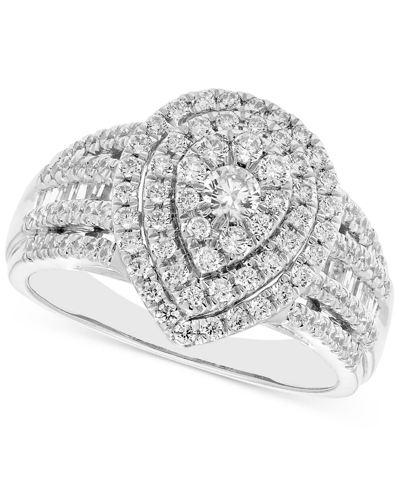 Diamond Pear-Shaped Halo Cluster Engagement Ring (1 ct. t.w.) in 14k White Gold