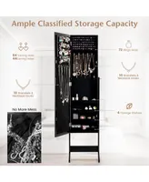 Sugift Mirrored Standing Jewelry Cabinet Storage Box