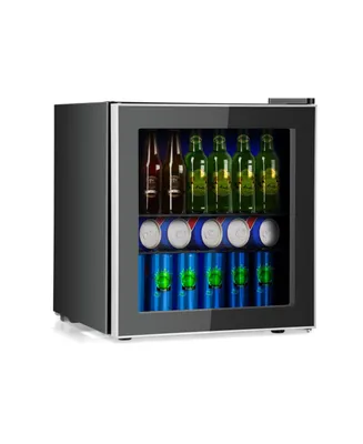 Sugift 60 Can Beverage Mini Refrigerator with Glass Door