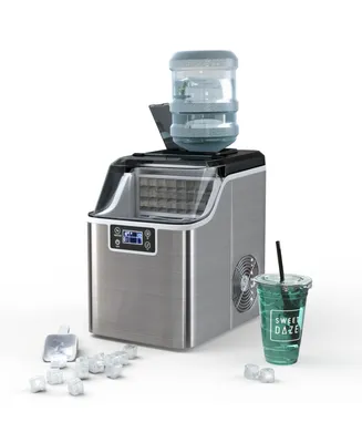 Electric Countertop Ice Maker with Ice Scoop and Basket-Sliver
