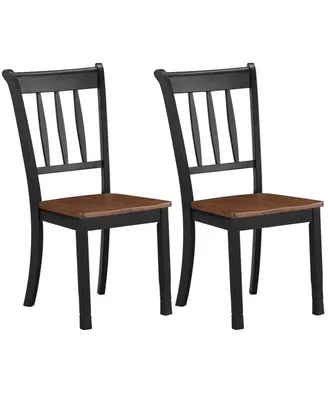 2 Pieces Solid Whitesburg Spindle Back Wood Dining Chairs-Black