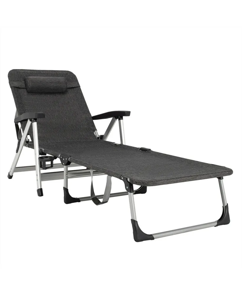 Inolait Beach Folding Chaise Lounge Recliner with 7 Adjustable Position