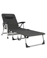 Beach Folding Chaise Lounge Recliner with 7 Adjustable Position