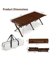 Portable Picnic Table with Carry Bag for Camping and Bbq-Brown