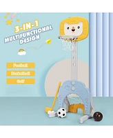Sugift 3-in-1 Adjustable Kids Basketball Hoop Sports Set