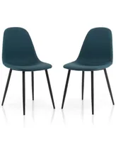 Dining Chairs Set of 2 with Black Metal Legs-Blue