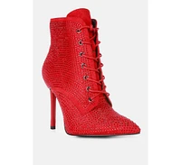 Head On Faux Suede Diamante Ankle Boots