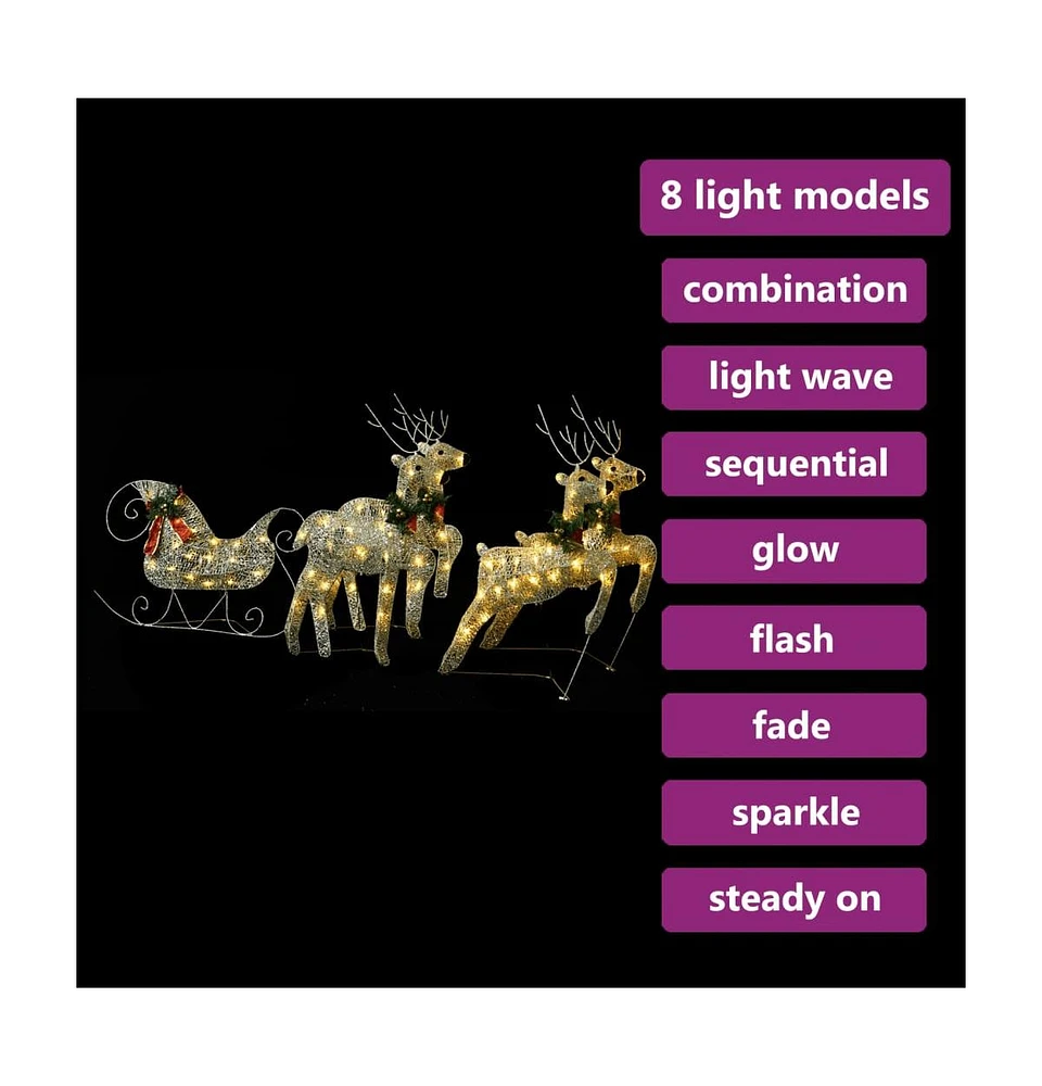 Reindeer & Sleigh Christmas Decoration 100 LEDs Outdoor Gold