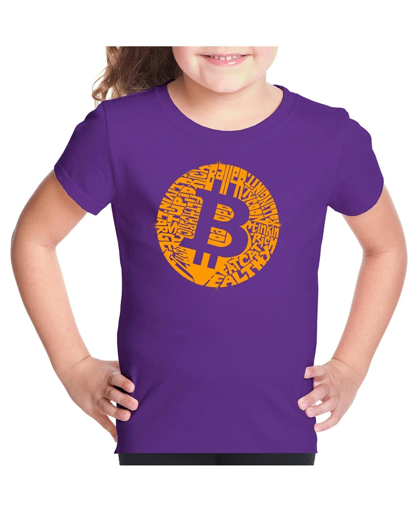 Girl's Word Art T-shirt - Bitcoin