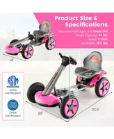 Pedal Powered 4-Wheel Toy Car with Adjustable Steering Wheel and Seat-Pink