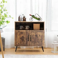 Sugift Mid-century Wooden Storage Cabinet Wine Glass Holders