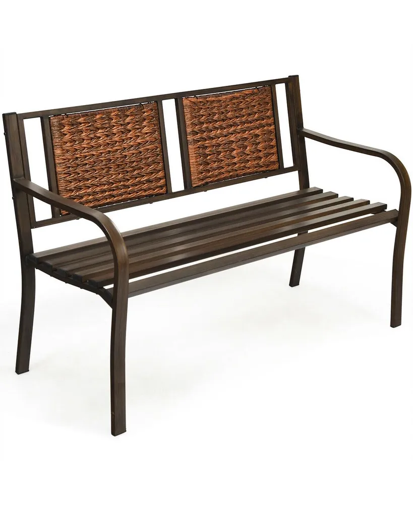 Patio Garden Bench with Powder Coated Steel Frame