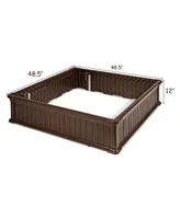 48 Inch Raised Garden Bed Planter for Flower Vegetables Patio-Brown