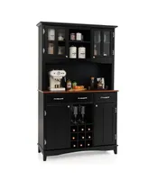 Sugift Kitchen Storage Cabinet Cupboard with Wine Rack and Drawers