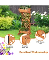2-Tier Wooden Raised Garden Bed with Trellis