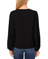 CeCe Women's Circular Trim Pin-Tuck Long Sleeve Blouse