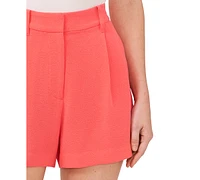 CeCe Women's Solid Pleated Side-Pocket Shorts