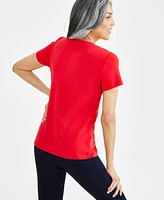 Style & Co Women's Cotton Short-Sleeve Henley Top, Created for Macy's