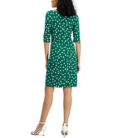 Connected Women's Polka-Dot Drape-Neck Sheath Dress