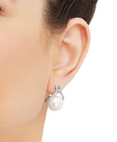 Honora Cultured Natural Ming Pearl (12mm) & Diamond (1/3 ct. t.w.) Drop Earrings 14k Rose Gold (Also White Pearl)