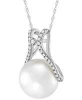 Honora Cultured Ming Pearl (13mm) & Diamond (1/5 ct. t.w.) Pendant Necklace 14k Gold