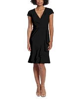 London Times Petite V-Neck Jersey Fit & Flare Dress