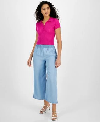 Calvin Klein Jeans Petite Ribbed Polo Shirt Wide Leg Pants