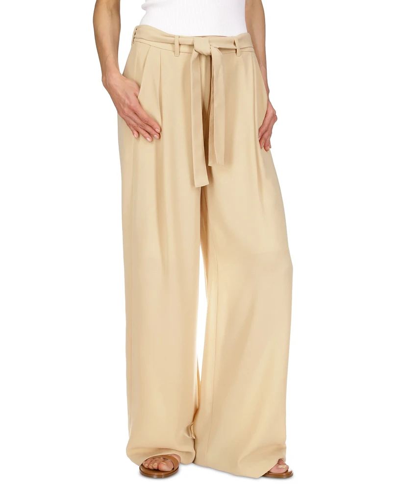 Michael Kors Women's Self-Sash Drapey Crepe Wide-Leg Pants