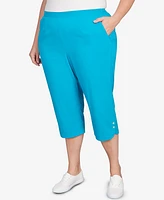 Alfred Dunner Plus Size Tradewinds Button Hem Capri Pants