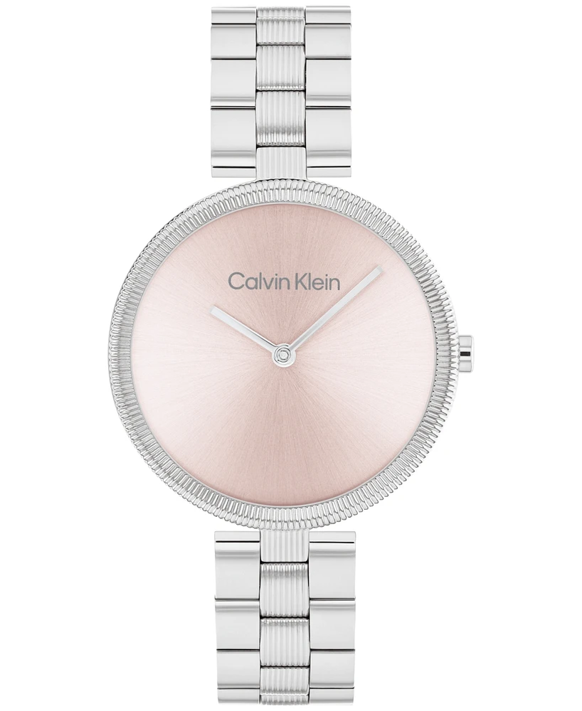 Calvin Klein Women's Gleam Silver-Tone Stainless Steel Bracelet Watch 32mm