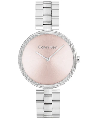 Calvin Klein Women's Gleam Silver-Tone Stainless Steel Bracelet Watch 32mm