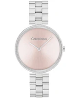 Calvin Klein Women's Gleam Silver-Tone Stainless Steel Bracelet Watch 32mm