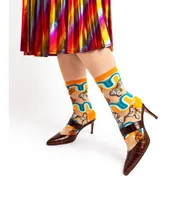 Sock Candy Women's 70s Rainbow Butterfly Sheer Sock