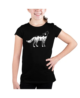 Girl's Word Art T-shirt - Howling Wolf